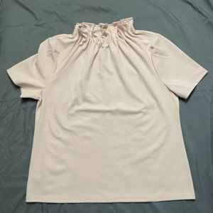 Ann Taylor Ruffle Crew Neck Top-Blush Pink-Never Worn